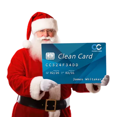 Santa holding CleanCard